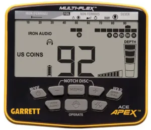 Garrett Ace Apex fémkereső kijelzője